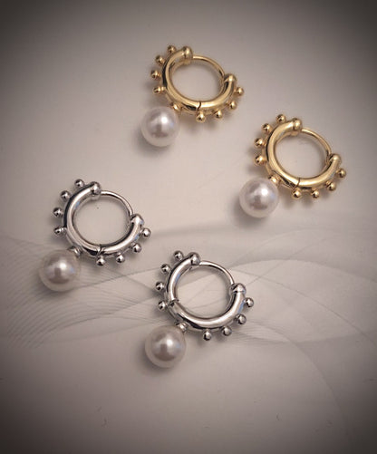Pearl Huggie Earrings