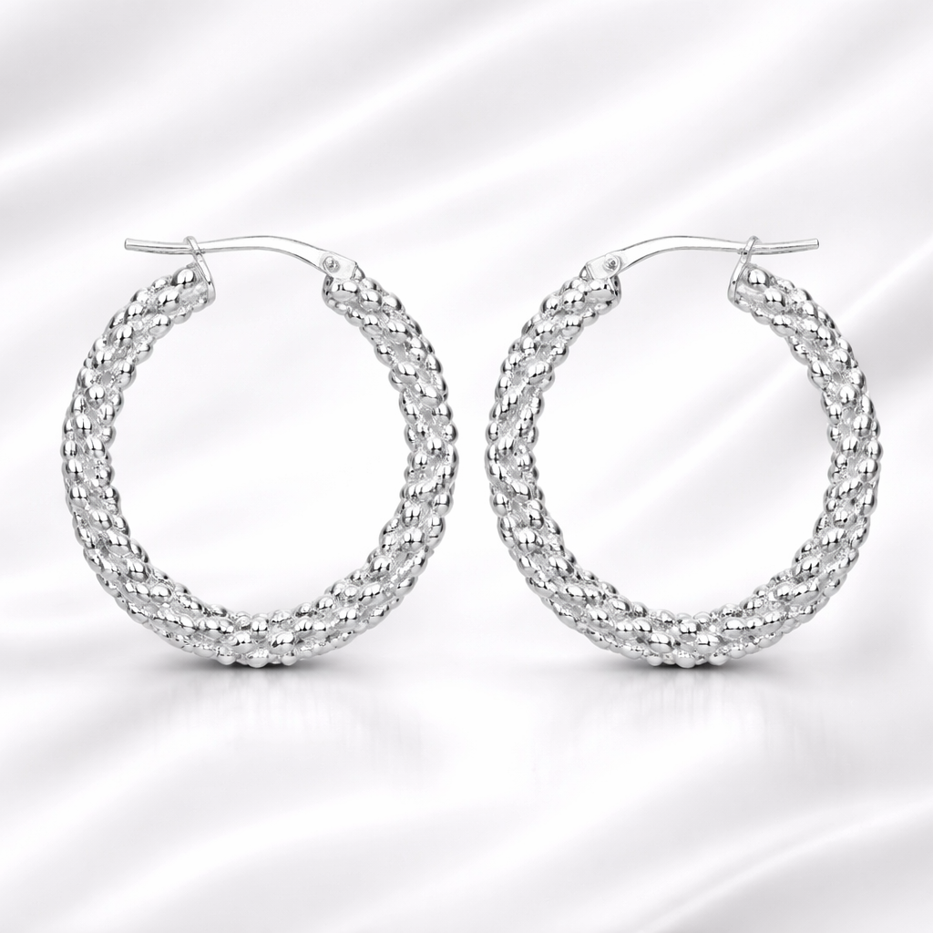 Beaded Twist Hoop Earrings