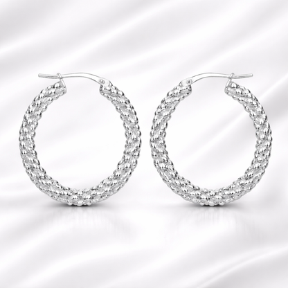 Beaded Twist Hoop Earrings