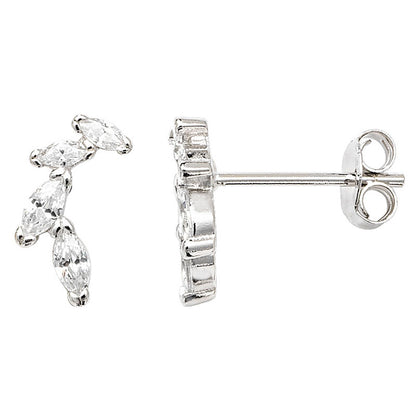 Curved Cz Stud Earrings