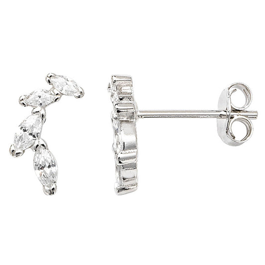 Curved Cz Stud Earrings