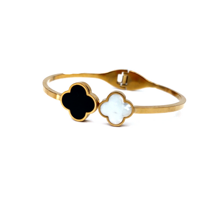 Black & White Clover Bangle