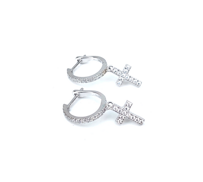 Cross Huggie Earrings
