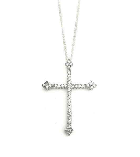 Fancy CZ Cross Necklace