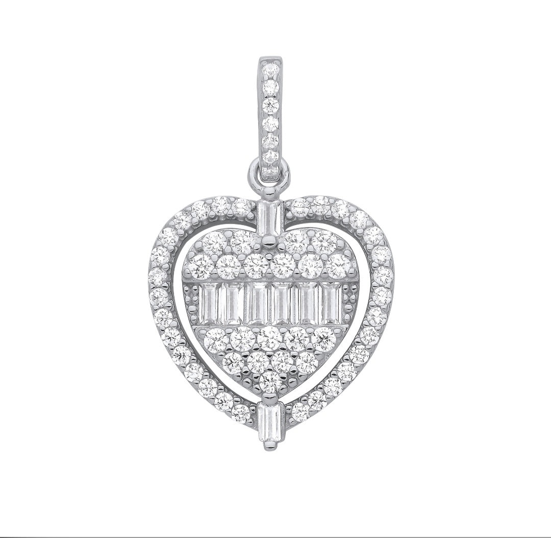 Fancy Cz Heart Necklace