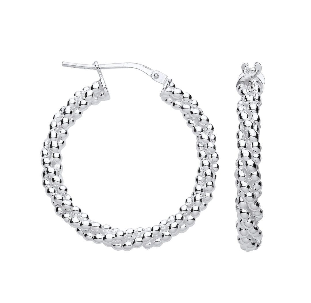 Beaded Twist Hoop Earrings