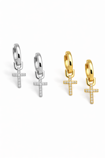 Cross Huggie Earrings