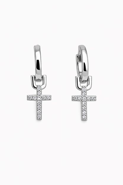 Cross Huggie Earrings