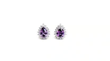 Purple Cz Pear Shape Earrings