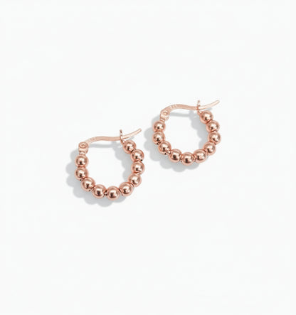 Rose Gold Beaded Hoops